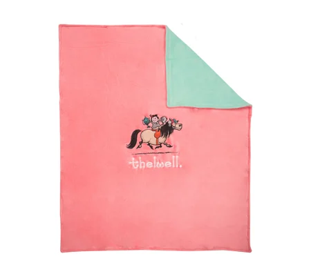 Hy Equestrian Thelwell Collection Fleece Blanket - Pink/Mint - One Size