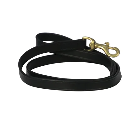 Benji & Flo Deluxe Padded Leather Dog Lead - Black/Brass - 120cm