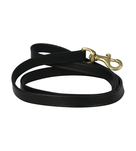 Benji & Flo Deluxe Padded Leather Dog Lead - Black/Brass - 120cm