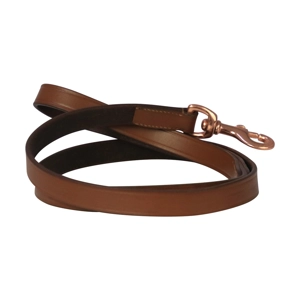 Benji & Flo Deluxe Padded Leather Dog Lead - Tan/Rose Gold - 120cm