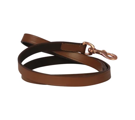 Benji & Flo Deluxe Padded Leather Dog Lead - Tan/Rose Gold - 120cm