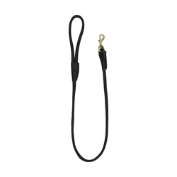 Benji & Flo Superior Rolled Leather Dog Lead - Black/Brass - 120cm