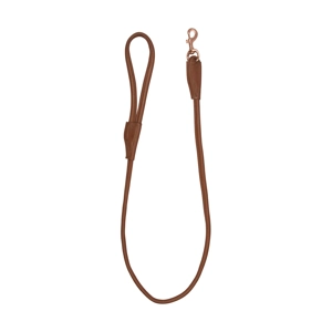 Benji & Flo Superior Rolled Leather Dog Lead - Tan/Rose Gold - 120cm