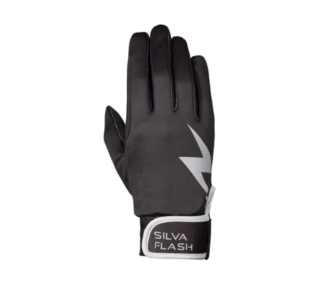 Silva Flash Riding Gloves by Hy Equestrian - Black/Reflective Silver