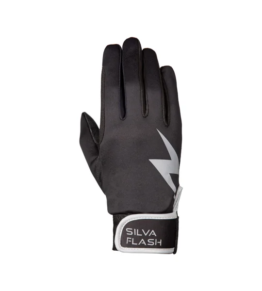 Silva Flash Riding Gloves by Hy Equestrian - Black/Reflective Silver