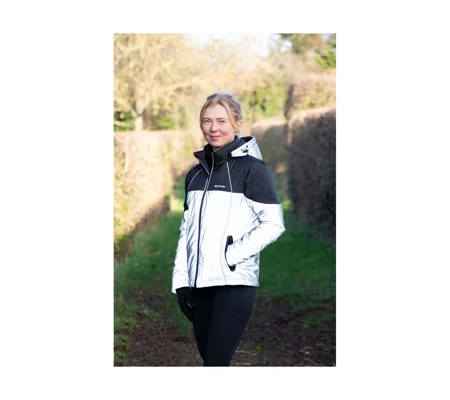 Silva Flash Waterproof Duo Padded Jacket by Hy Equestrian - Black/Reflective Silver