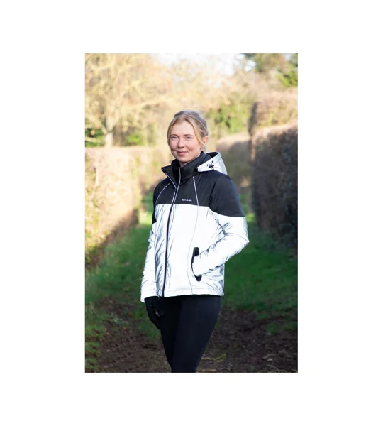 Silva Flash Waterproof Duo Padded Jacket by Hy Equestrian - Black/Reflective Silver