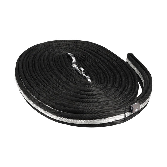 product Image for Silva Flash Lunge Rein by Hy Equestrian - Black/Reflective Silver
