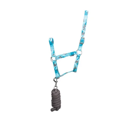Hy Equestrian DynaForce Head Collar & Lead Rope - Pacific/Grey