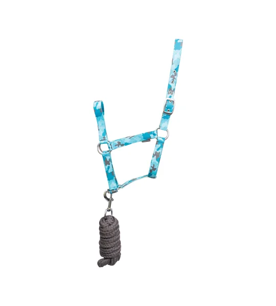Hy Equestrian DynaForce Head Collar & Lead Rope - Pacific/Grey