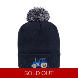 British Country Collection Blue Tractor Pom Pom Beanie Hat - Navy - One Size