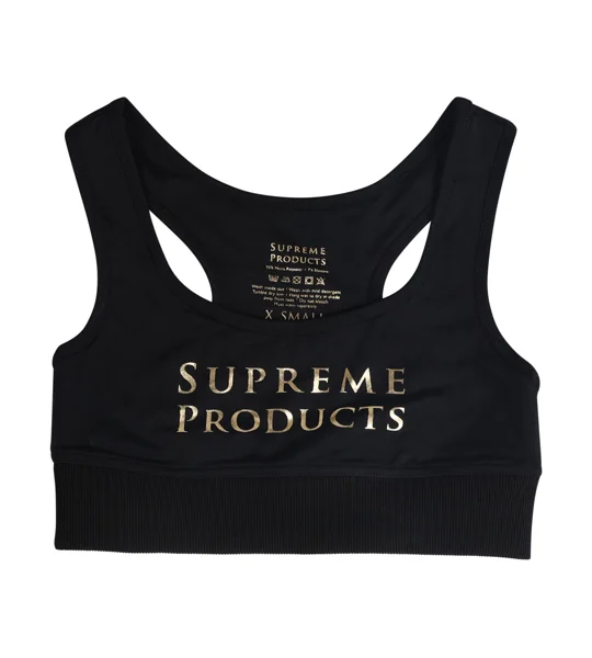 Supreme Products Active Show Rider Sports Bra - Black/Gold - Large