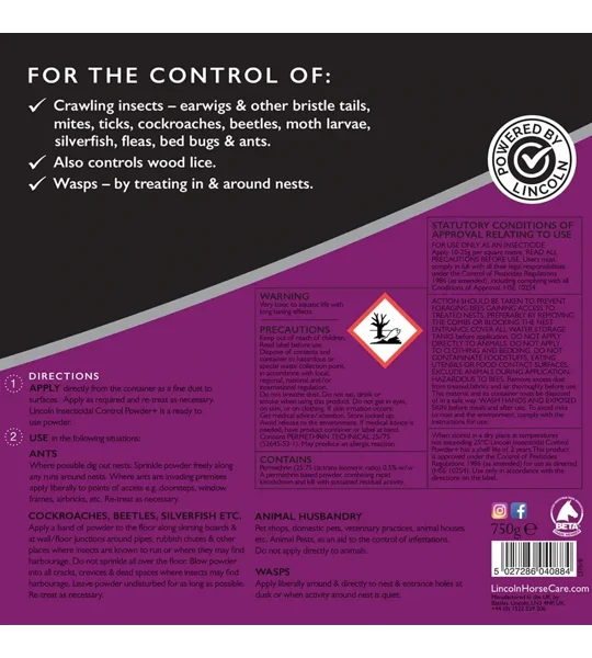 Lincoln Insecticidal Lice Control Powder+ 750g