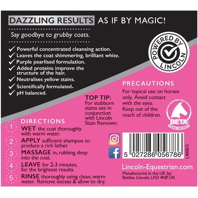 Additional Image for Lincoln Magic White Horse Shampoo