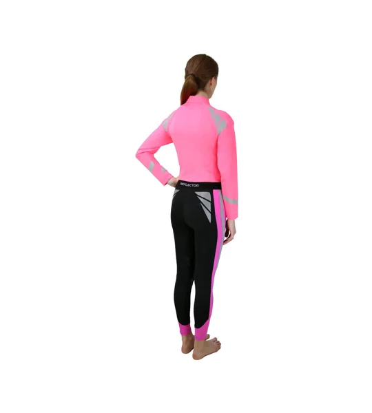 Reflector Children's Riding Tights by Hy Equestrian - Pink