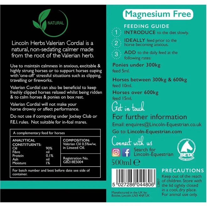 Additional Image for Lincoln Herbs Valerian Cordial - 250ml