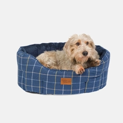 House of Paws Check Tweed Oval Snuggle Bed