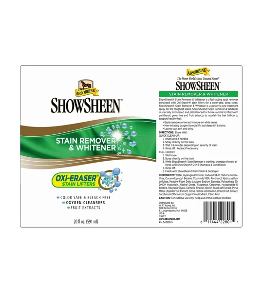Absorbine ShowSheen Stain Remover and Whitener 591ml spray bottle
