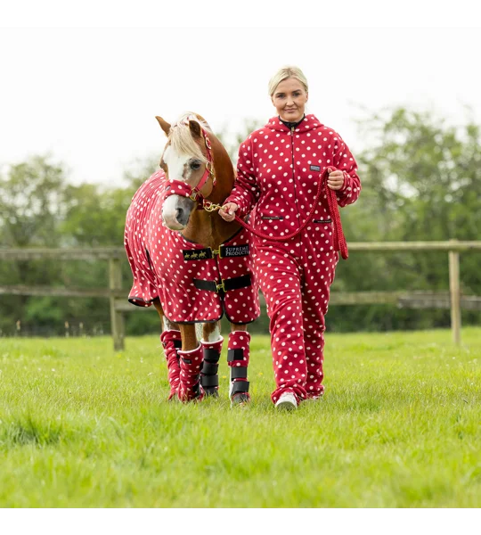 Supreme Products Dotty Fleece Boots Rich Raspberry luxury fleece horse boots set of four for travelling, stable use and competitions
