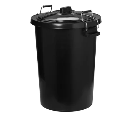 ProStable Dustbin c/w Locking Lid Black - 90 Lt