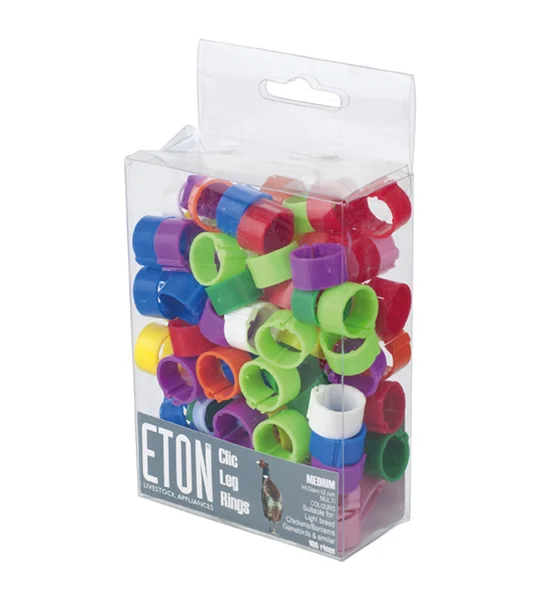 ETON Clic Leg Rings Assorted Colours - 12 Mm x 100 Pack