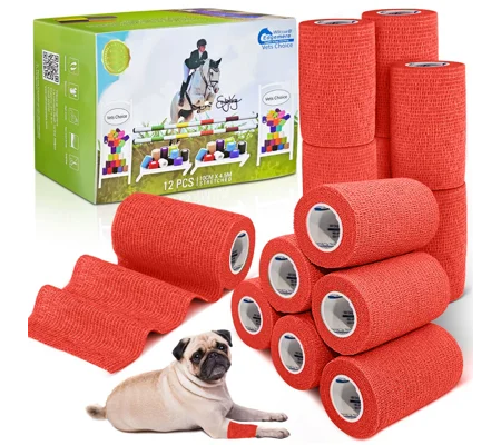 Equimed 10cm Vetwrap Rose Red - 12 Wraps