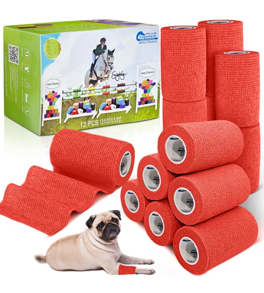 Equimed 10cm Vetwrap Rose Red - 12 Wraps
