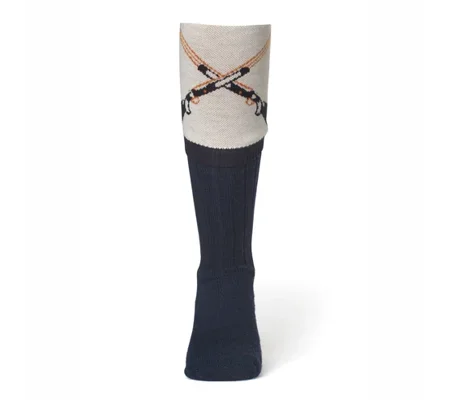 Waring Brooke Crossed Gun Socks Navy Taupe