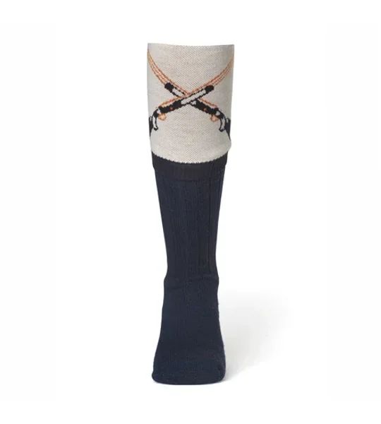 Waring Brooke Crossed Gun Socks Navy Taupe