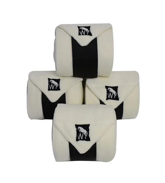 W-Horse LPW01 Fleece Bandages White - 4 M x 4 Pack