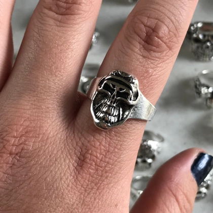 Size 10 1/4 Biker Ring 80s Biker Rings Eddie Munson Skull Ring Skull Ring Halloween Jewelry Gift for Biker Aviation Gift Aviation Jewelry