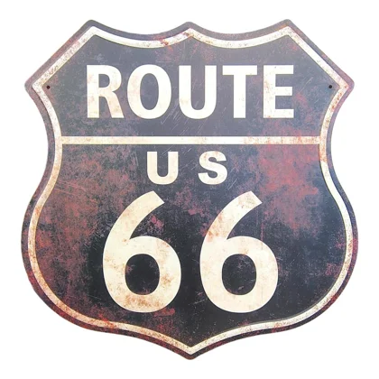 Route 66 Shield Sign / Black USA Rustic Signs / Car Garage Decor