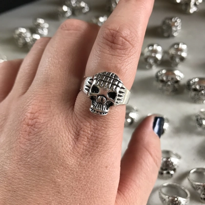 Size 9 1/4 Biker Ring 80s Biker Rings Eddie Munson Skull Ring Stranger Things Vecna Inspired Mens Rings Gifts for him 80s Inspired Jewelry