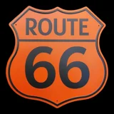 Route 66 Shield Sign / Orange Rustic S..