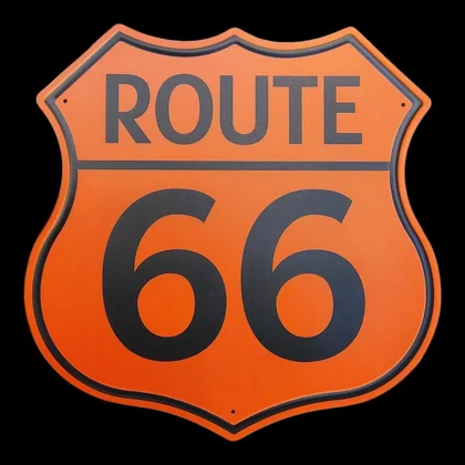 Route 66 Shield Sign / Orange Rustic Signs / Car Garage Decor