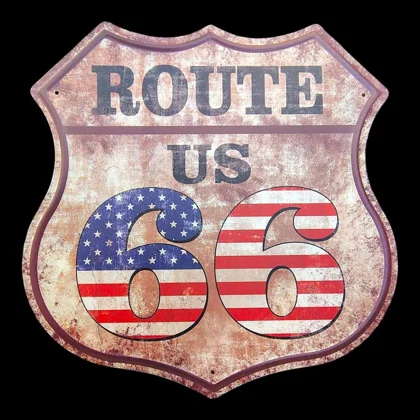 Route 66 Shield USA Sign / USA 3 Rustic Signs / Car Garage Decor