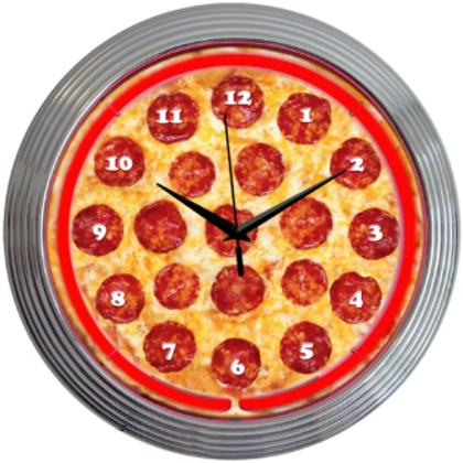 Pizza Neon Clock / Restaurant Neon Clocks / Pepperoni Clocks / Food Clock