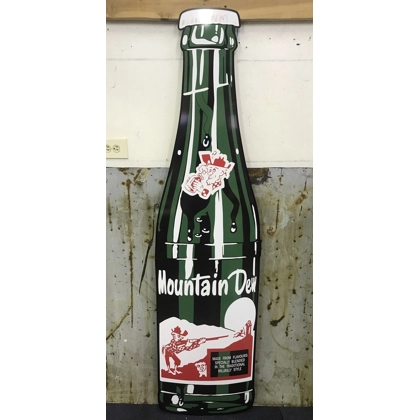 Mountain Dew Sign / Mountain Dew Gift / Soda Advertising / Garage Signs for Men / 6 Foot Die Cut Aluminum Mountain Dew Bottle Sign / Soda