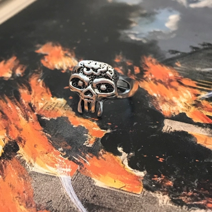 Size 8 3/4 Biker Ring 80s Biker Rings Eddie Munson Skull Ring Stranger Things Vecna Inspired Mens Rings Gifts for him 80s Inspired Jewelry