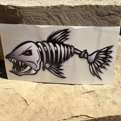 Skull Fish Decal / Fish Stickers / Skull Stickers