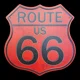 Route 66 Shield Sign / Red Rustic ..