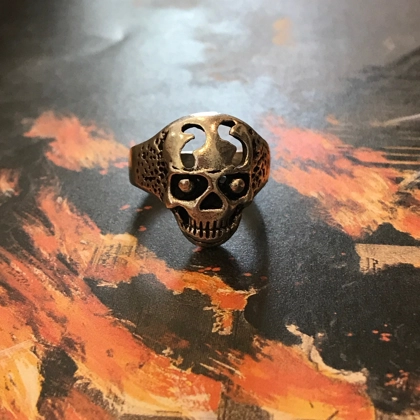 Size 9 Biker Ring 80s Biker Rings Eddie Munson Skull Ring Stranger Things Vecna Inspired Mens Rings Gifts for him 80s Inspired Jewelry