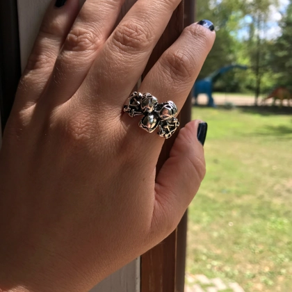 Size 10 3/4 Biker Ring 80s Biker Rings Eddie Munson Skull Ring Stranger Things Vecna Inspired Mens Rings Gifts for him 80s Inspired Jewelry