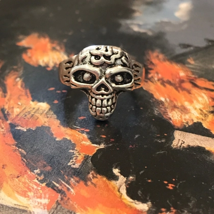 Size 10 Biker Ring 80s Biker Rings Eddie Munson Skull Ring Stranger Things Vecna Inspired Mens Rings Gifts for him 80s Inspired Jewelry