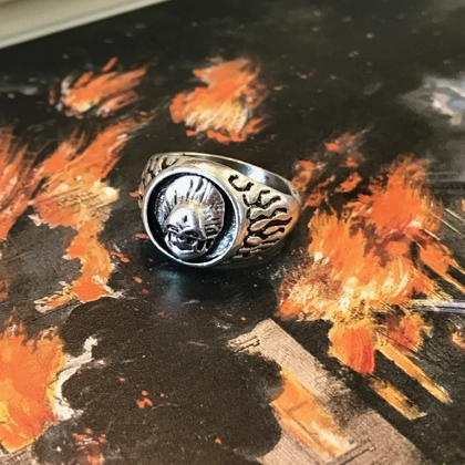 Size 9 Biker Ring 80s Biker Rings Eddie Munson Skull Ring Stranger Things Vecna Inspired Mens Rings Gifts for him 80s Inspired Jewelry