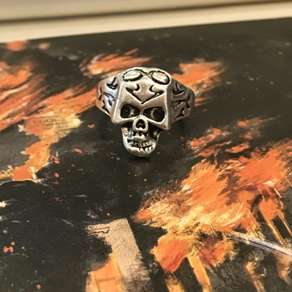 Size 8 1/4 Biker Ring 80s Biker Rings Eddie Munson Skull Ring Stranger Things Vecna Inspired Mens Rings Gifts for him 80s Inspired Jewelry