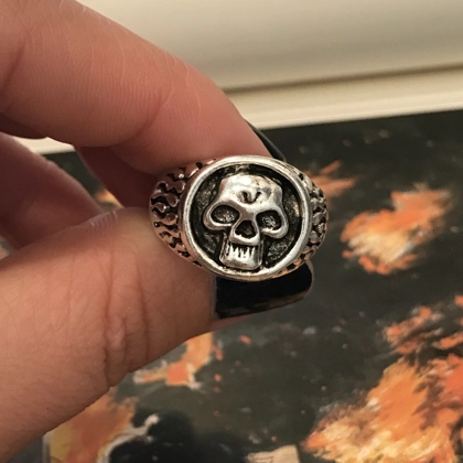 Size 8 3/4 Biker Ring 80s Biker Rings Eddie Munson Skull Ring Stranger Things Vecna Inspired Mens Rings Gifts for him 80s Inspired Jewelry