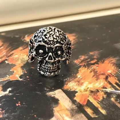 Size 9 3/4 Biker Ring 80s Biker Rings Eddie Munson Skull Ring Stranger Things Vecna Inspired Mens Rings Gifts for him 80s Inspired Jewelry