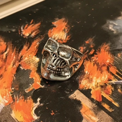 Size 7 1/4 Biker Ring 80s Biker Rings Eddie Munson Skull Ring Stranger Things Vecna Inspired Mens Rings Gifts for him 80s Inspired Jewelry