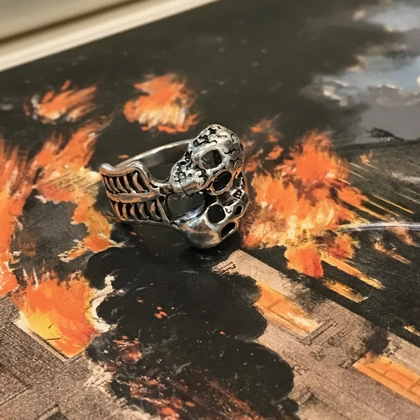 Size 9 3/4 Biker Ring 80s Biker Rings Eddie Munson Skull Ring Stranger Things Vecna Inspired Mens Rings Gifts for him 80s Inspired Jewelry